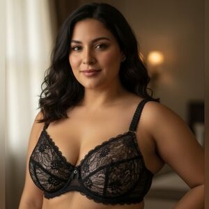 Chantelle Cabaret Sauvage Lace Demi Bra In Black Size 34D
